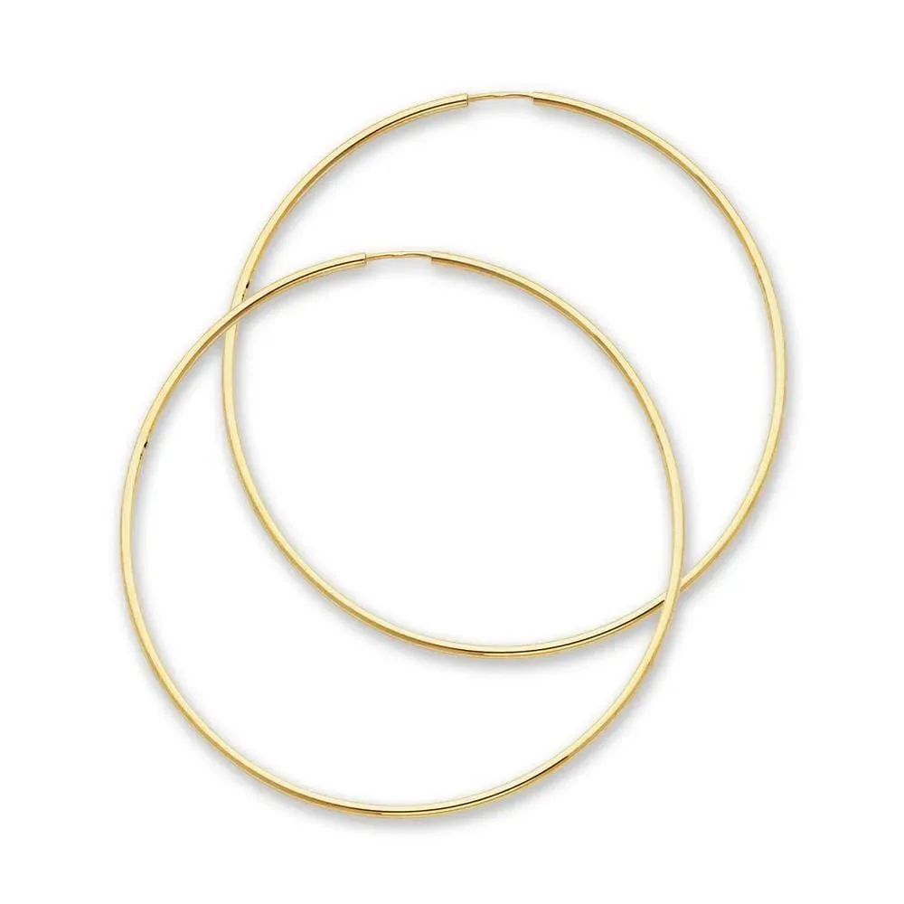 14K Solid Gold Endless Hoop Earrings | 45mm Hoops By Tehrani Jewelry